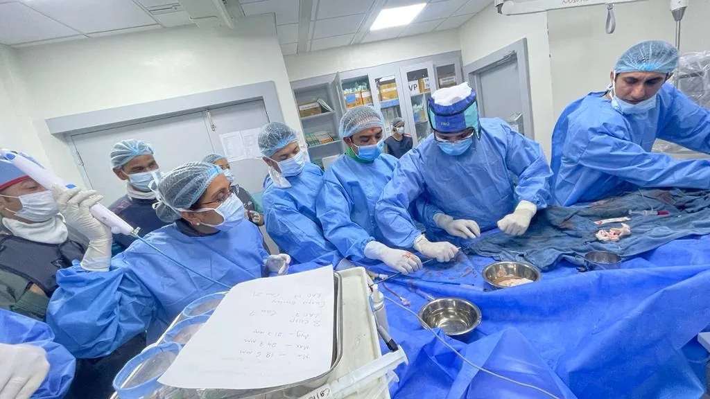 A heart team at work in the catheterisation lab